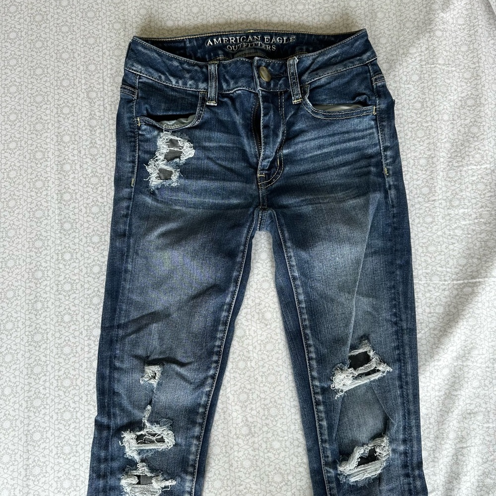 (2/$20) American Eagle Vintage Skinny Jeans Distressed